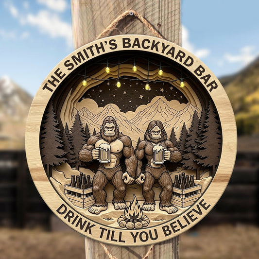 Drink Till You Believe - Personalized Camping Round Wood Sign