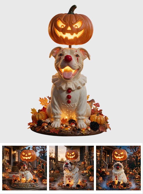 Custom Pet Photo Creepy Clown - Personalized Dog Solar Acrylic Light