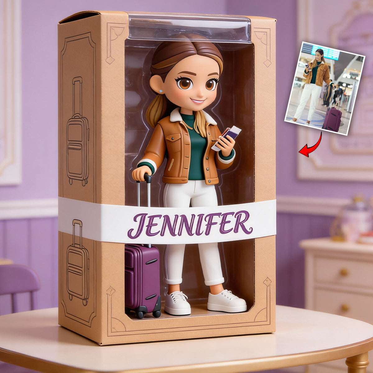 J'adore voyager - Plaque acrylique personnalisée sur le thème du voyage