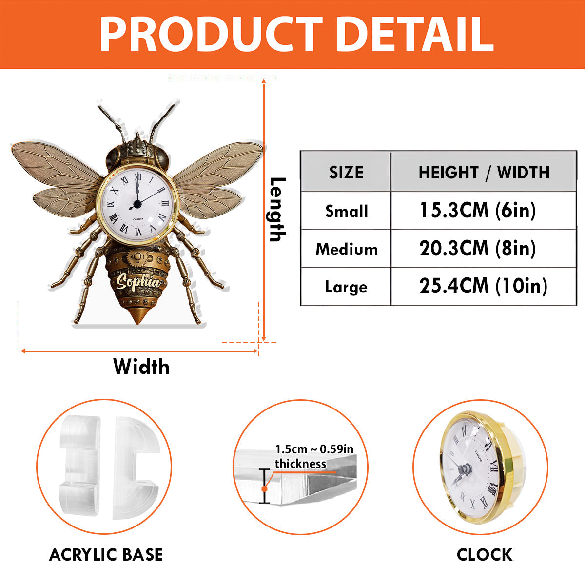 Bee Lovers - Personalized Bee Acrylic Clock Plaque