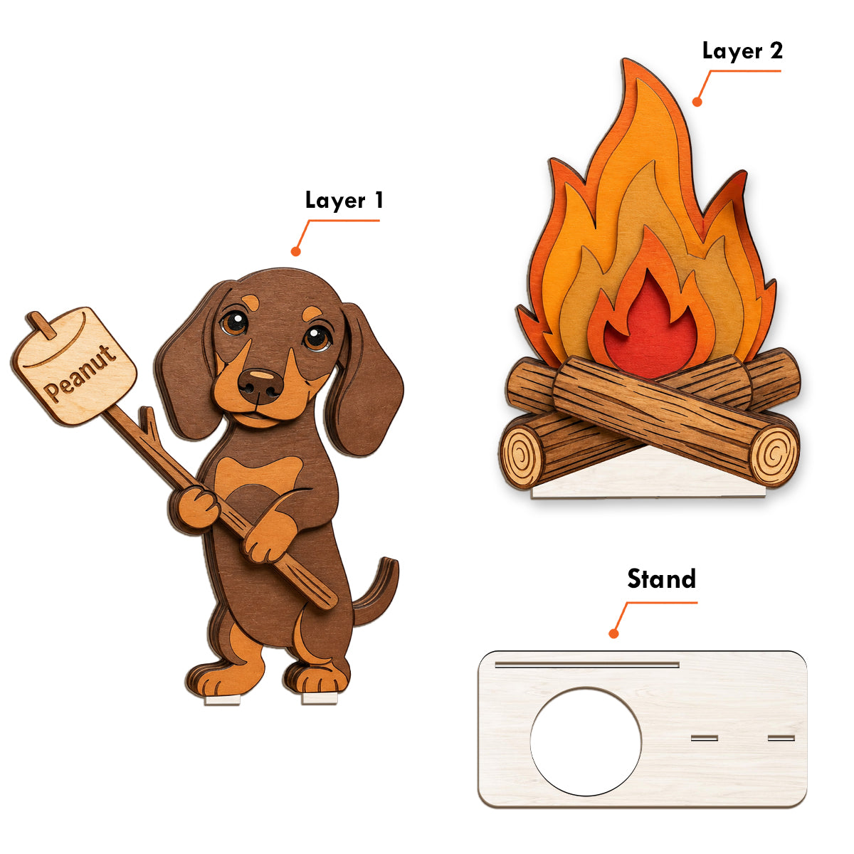 Support de bougie amusant pour animaux, personnalisé - Chien 2 couches grand