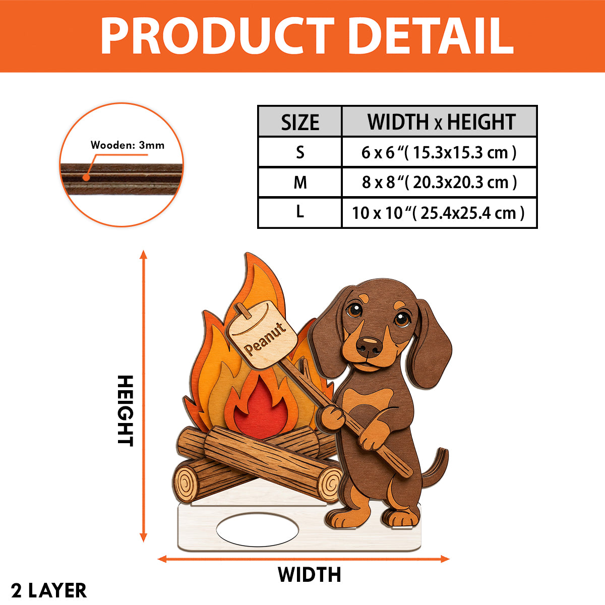 Support de bougie amusant pour animaux, personnalisé - Chien 2 couches grand