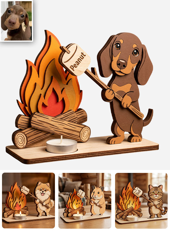 Support de bougie amusant pour animaux, personnalisé - Chien 2 couches grand