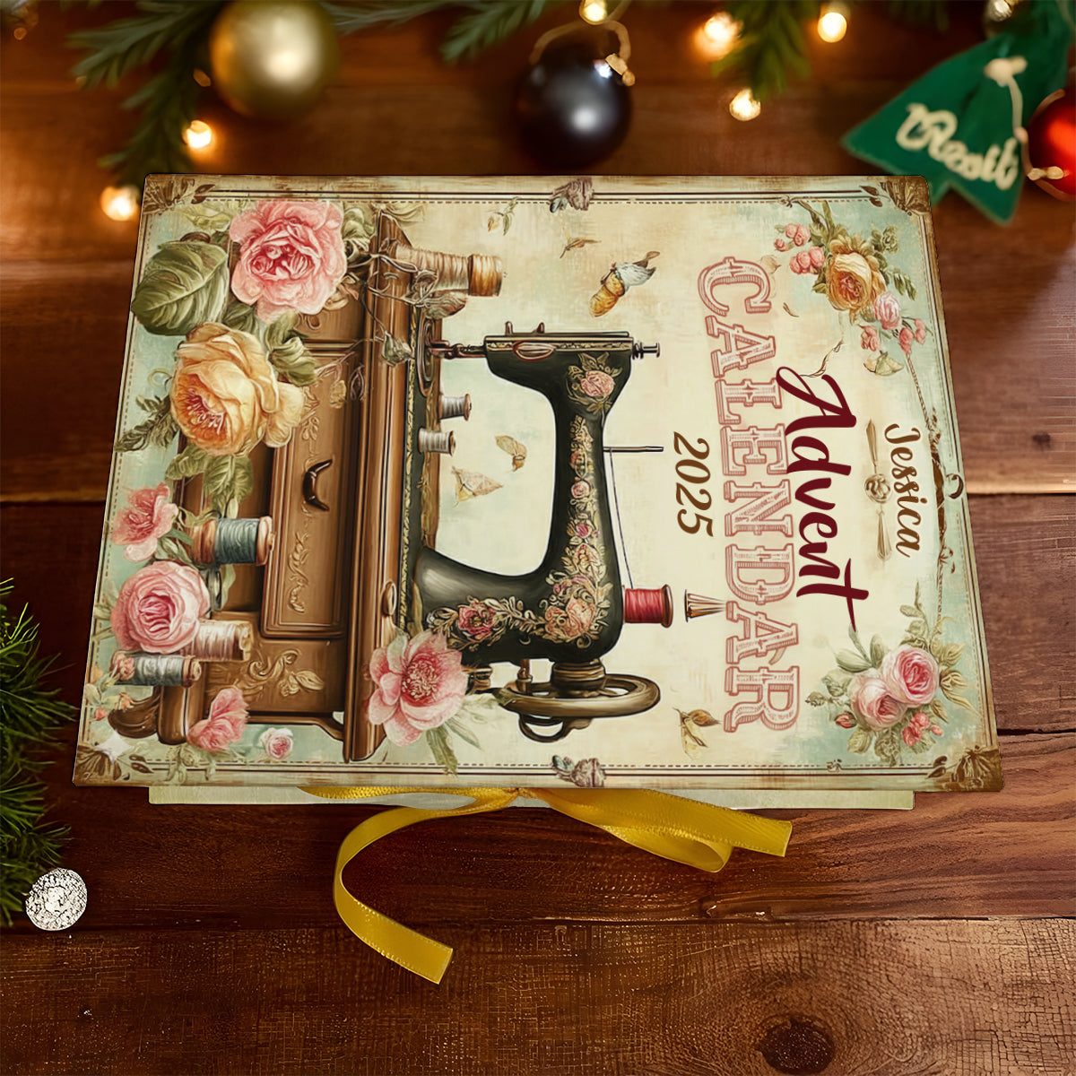 J'adore coudre - Calendrier de l'Avent pliable et personnalisé avec décorations