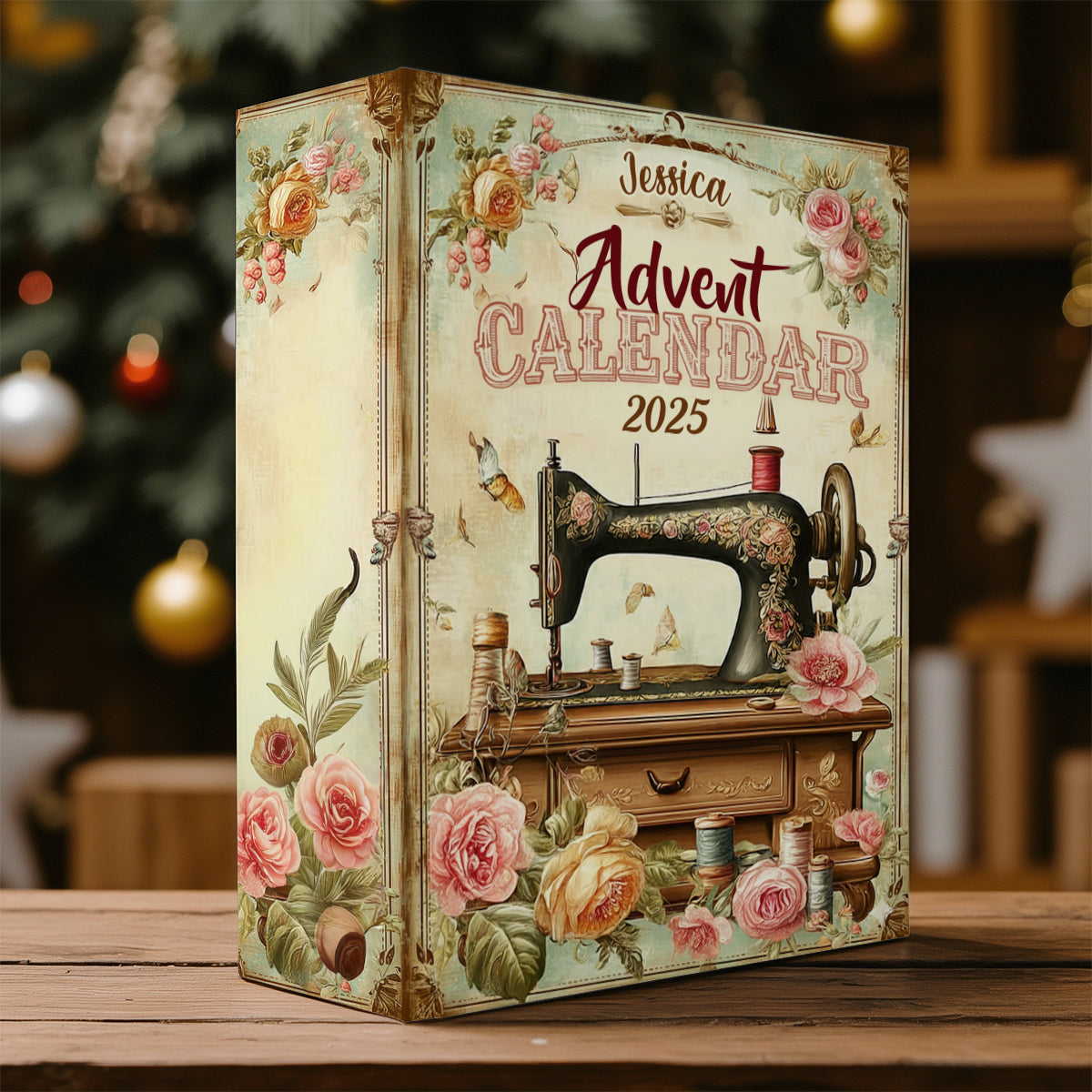 J'adore coudre - Calendrier de l'Avent pliable et personnalisé avec décorations