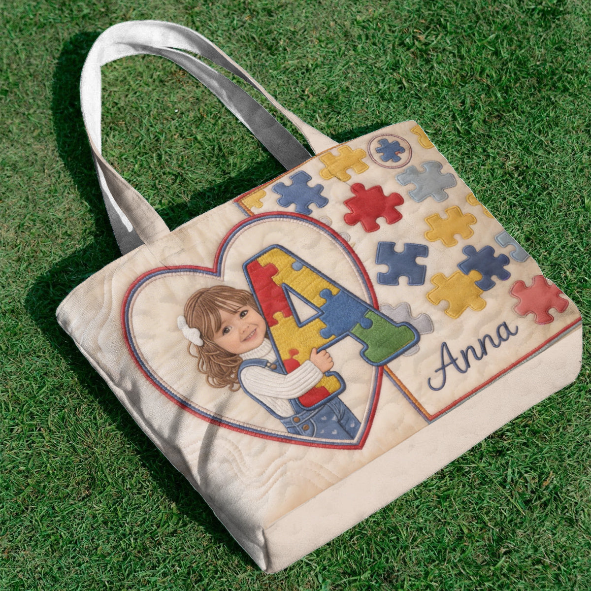 Autism Letter - Personalized Autism Awareness Quilted Tote Bag