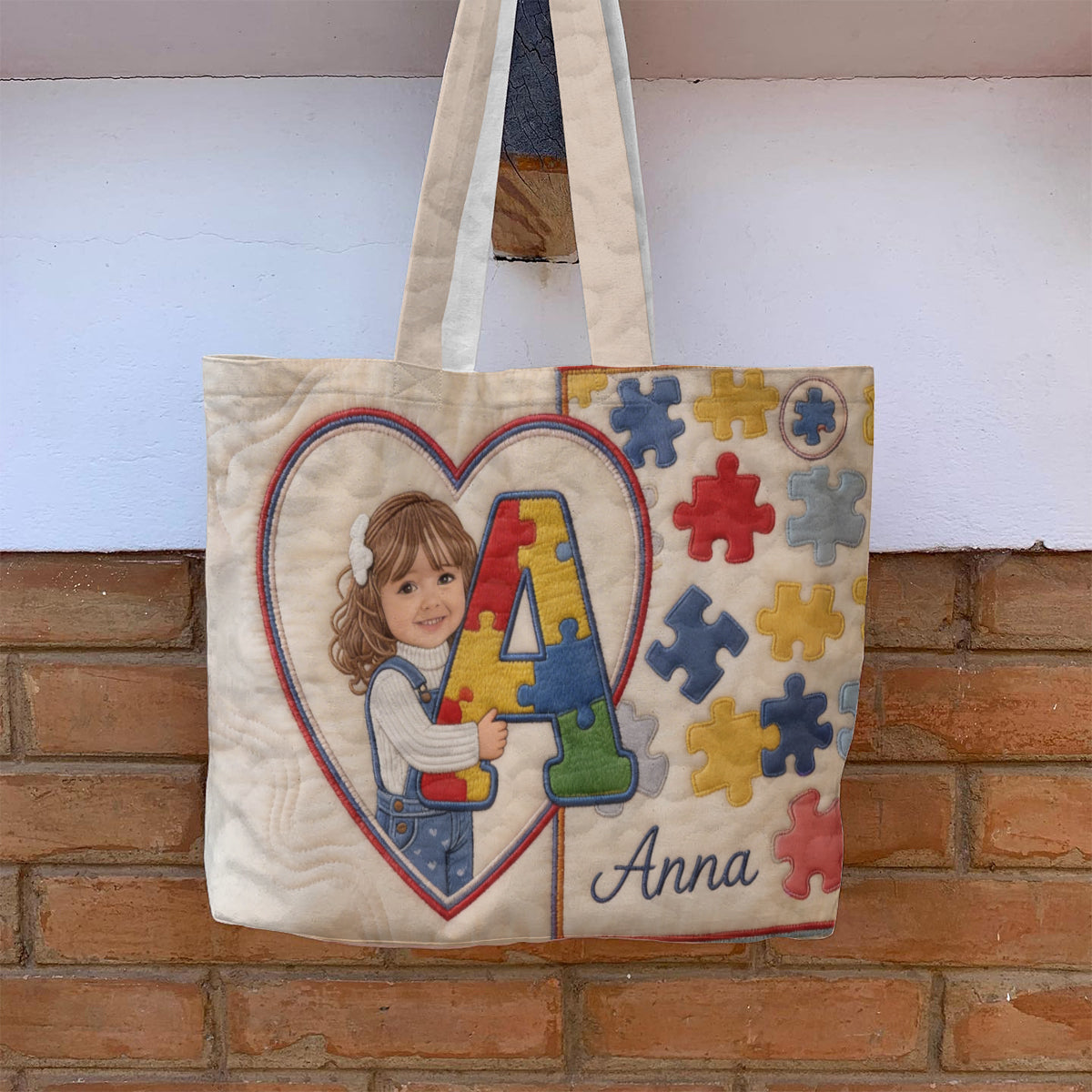 Autism Letter - Personalized Autism Awareness Quilted Tote Bag