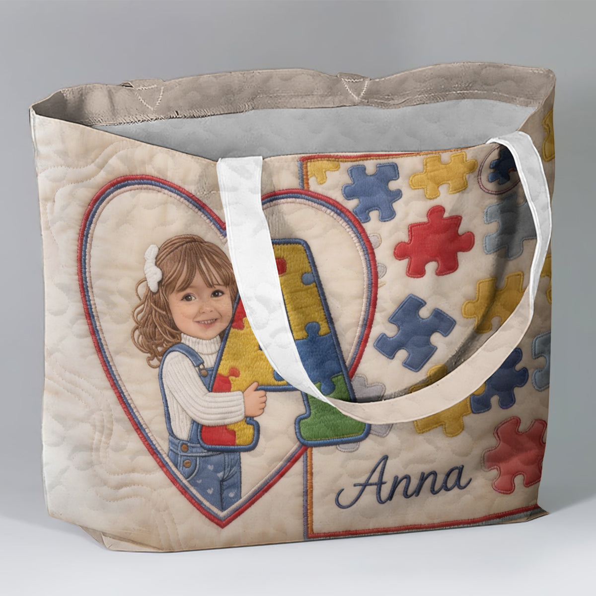 Autism Letter - Personalized Autism Awareness Quilted Tote Bag
