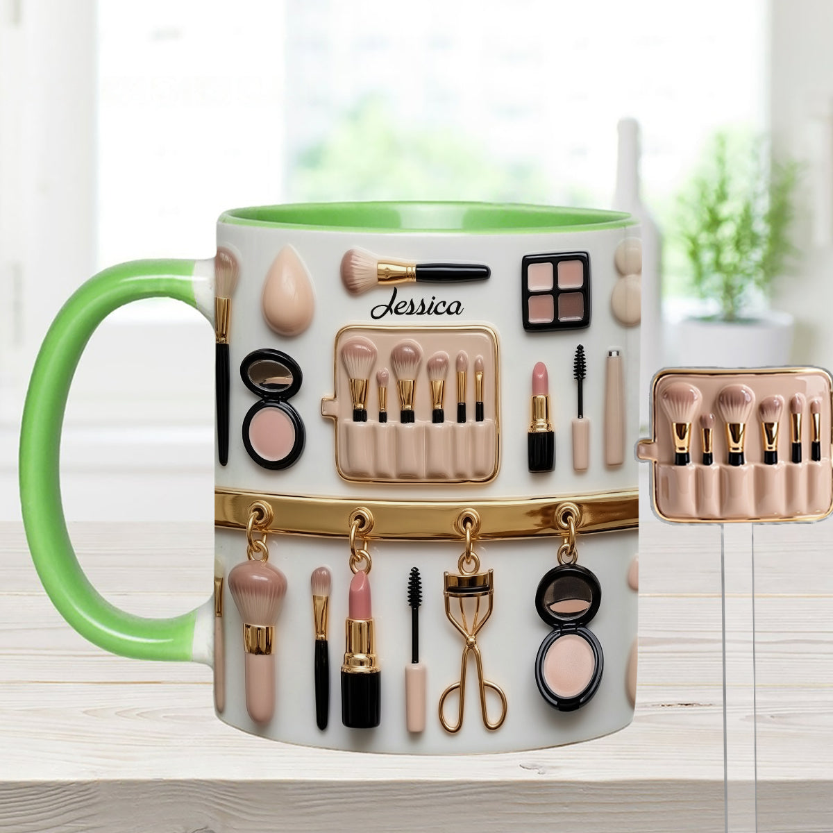 Mug décoratif personnalisé pour maquilleuse avec agitateurs en acrylique