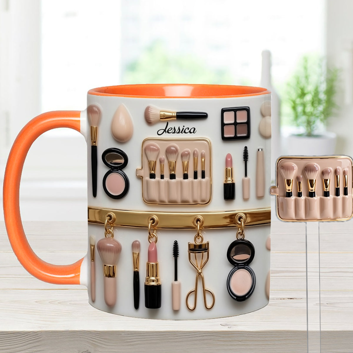 Mug décoratif personnalisé pour maquilleuse avec agitateurs en acrylique