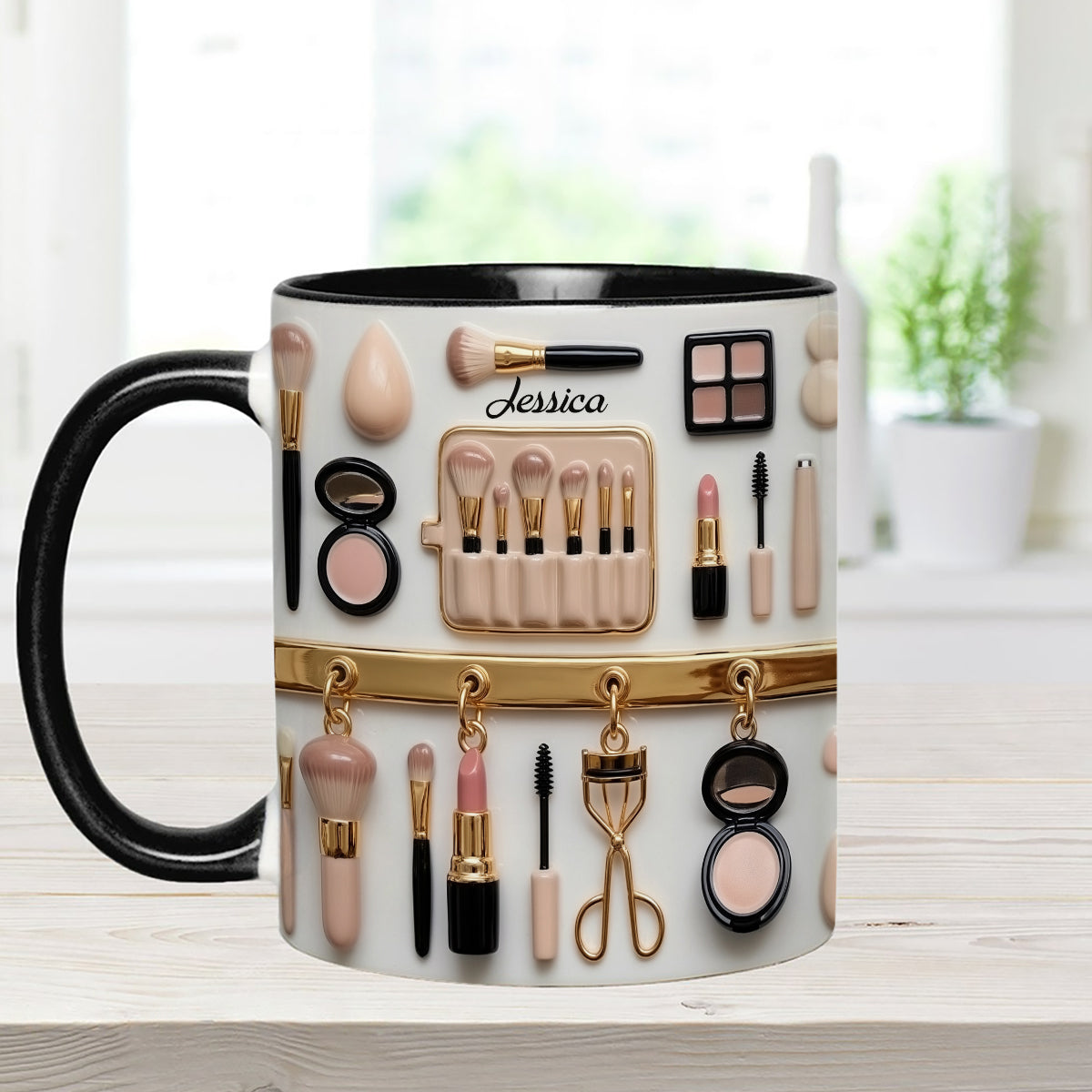 Mug décoratif personnalisé pour maquilleuse avec agitateurs en acrylique