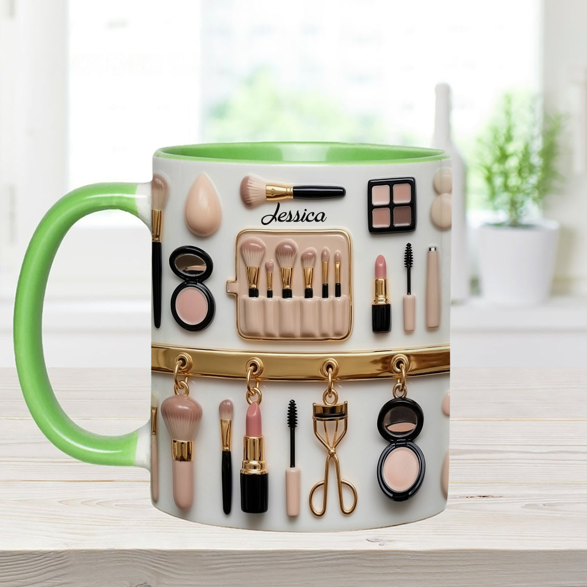 Mug décoratif personnalisé pour maquilleuse avec agitateurs en acrylique