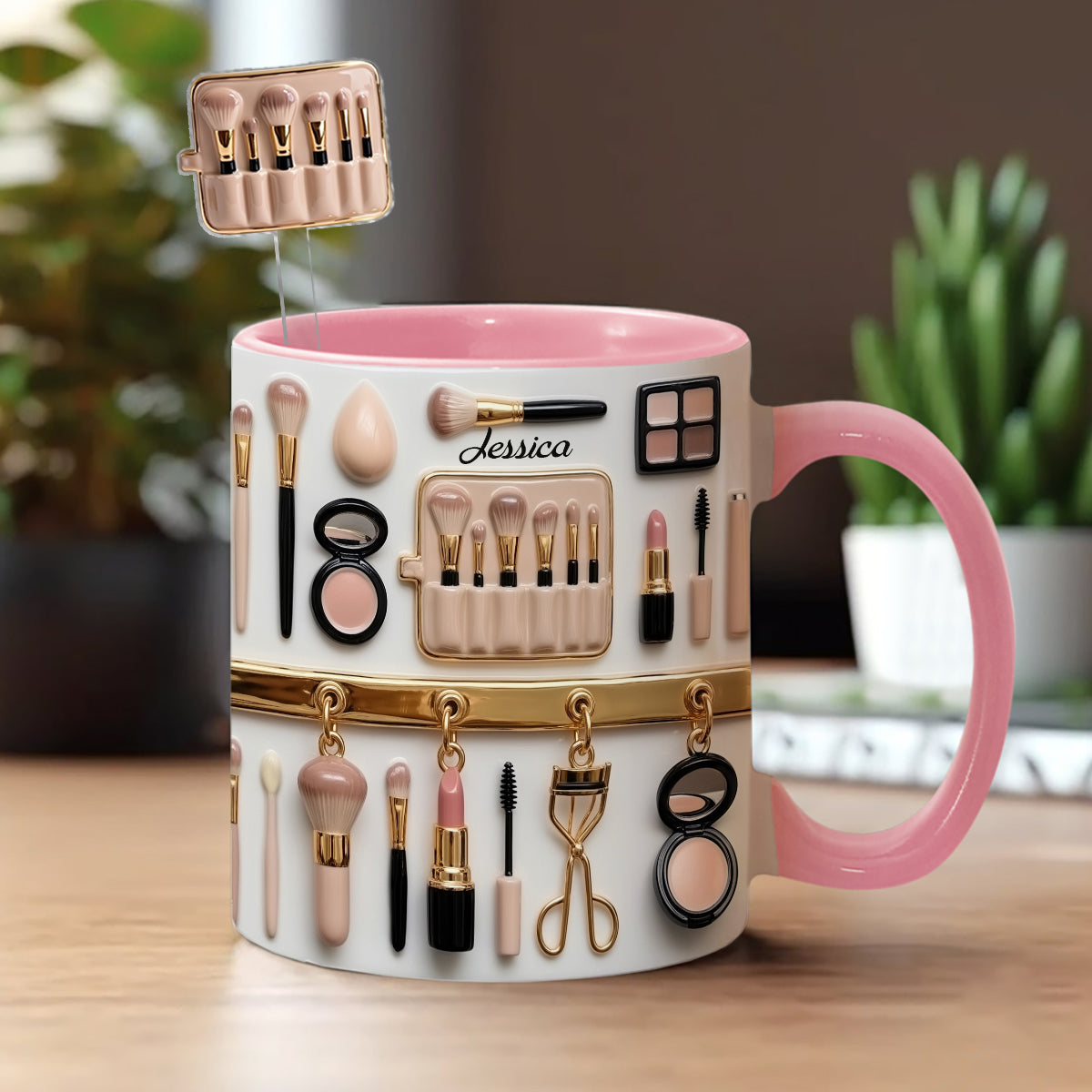Mug décoratif personnalisé pour maquilleuse avec agitateurs en acrylique