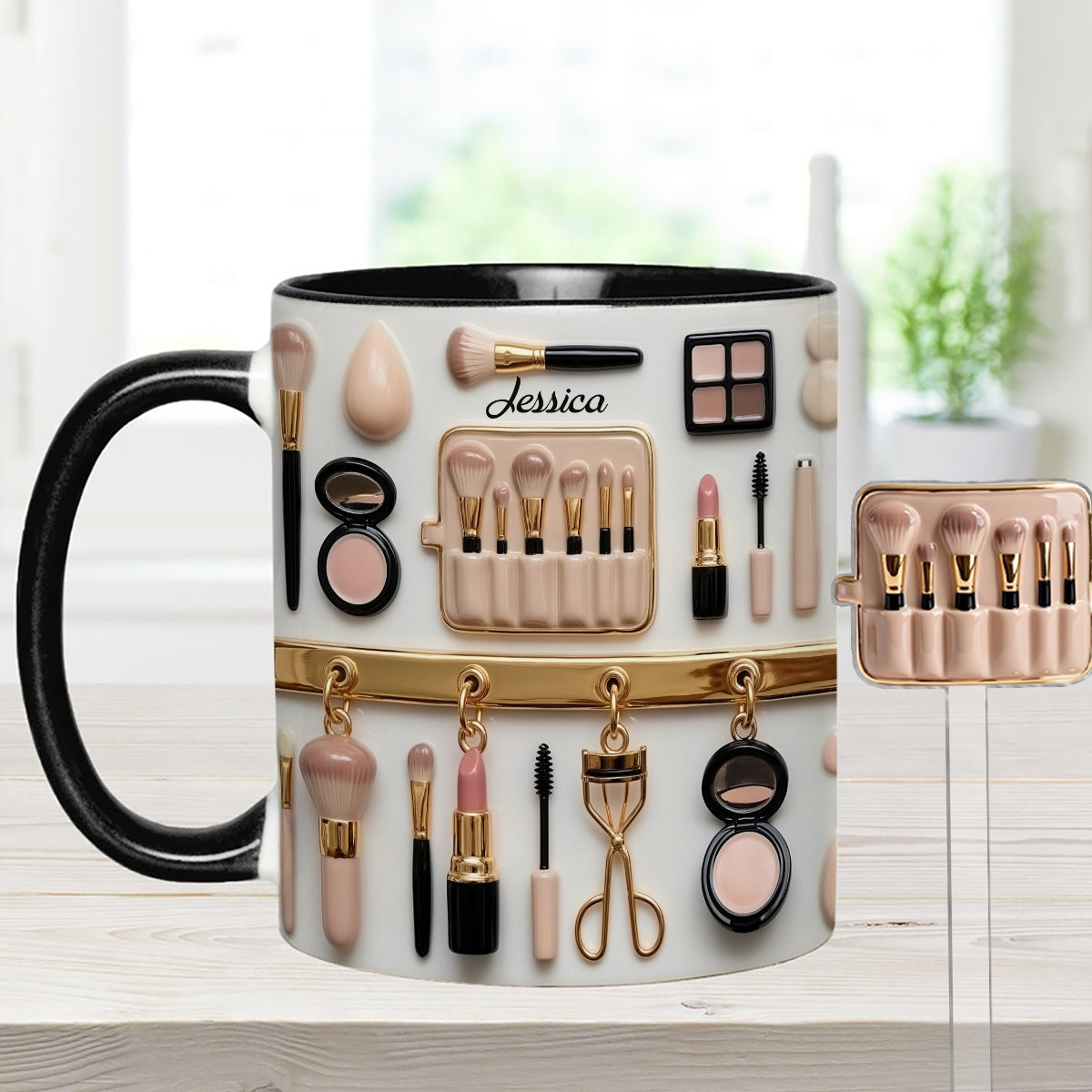 Mug décoratif personnalisé pour maquilleuse avec agitateurs en acrylique