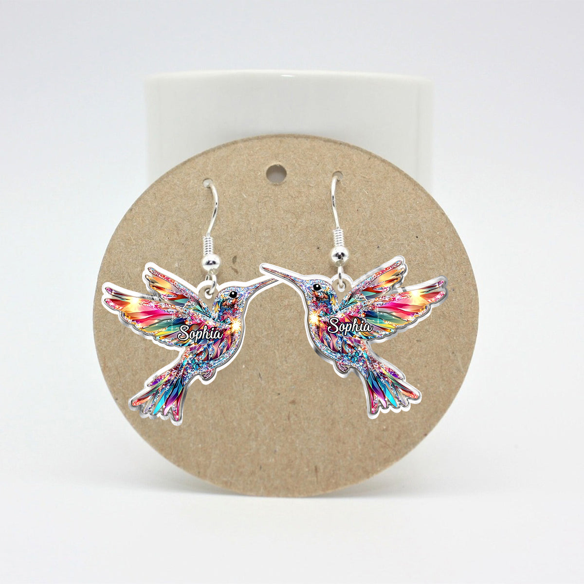 Love Hummingbird - Personalized Hummingbird Transparent Earrings