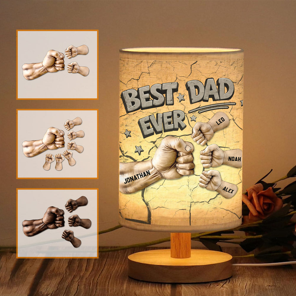 Meilleur papa du monde - Lampe de table personnalisée pour papa avec socle en bois