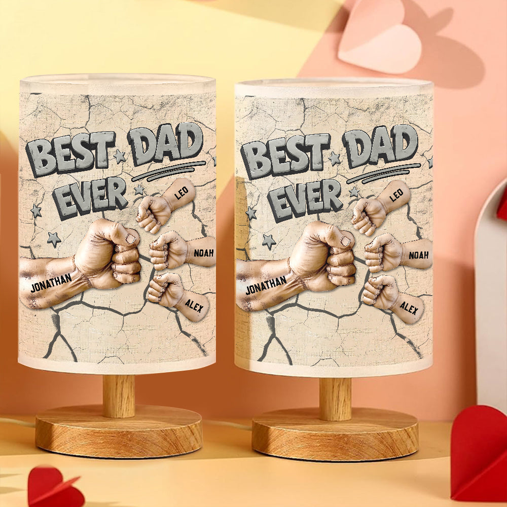 Meilleur papa du monde - Lampe de table personnalisée pour papa avec socle en bois