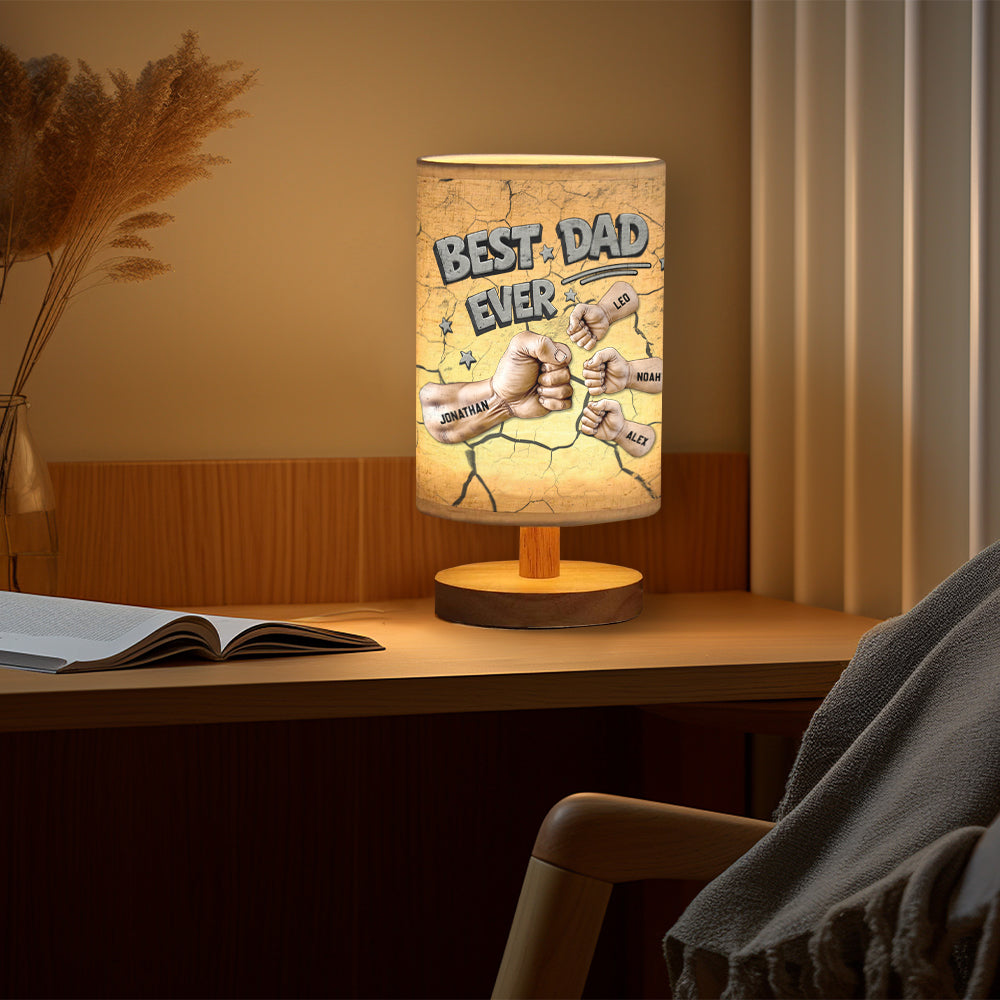 Meilleur papa du monde - Lampe de table personnalisée pour papa avec socle en bois