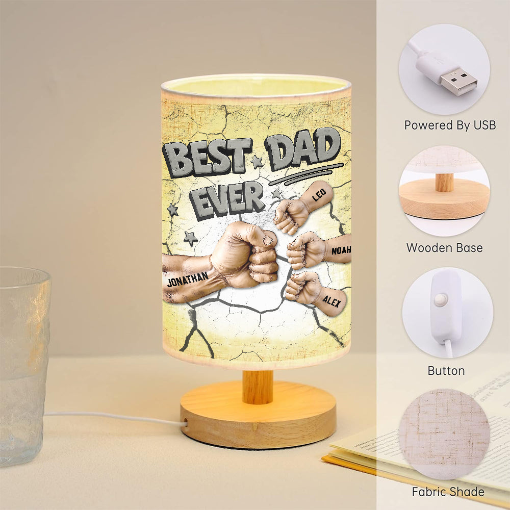 Meilleur papa du monde - Lampe de table personnalisée pour papa avec socle en bois