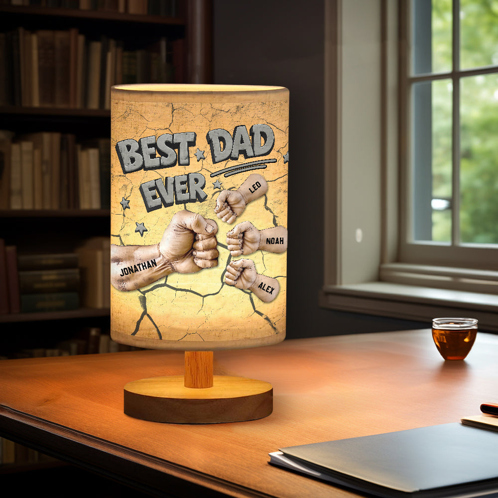 Meilleur papa du monde - Lampe de table personnalisée pour papa avec socle en bois