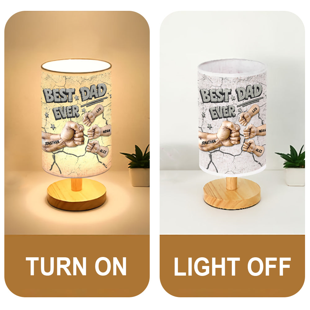 Meilleur papa du monde - Lampe de table personnalisée pour papa avec socle en bois