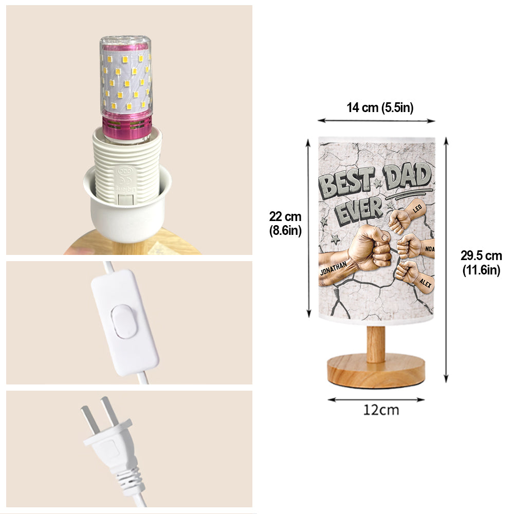 Meilleur papa du monde - Lampe de table personnalisée pour papa avec socle en bois