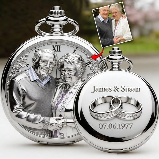 Je suis à toi. Ni retour ni remboursement. Montre de poche personnalisée pour couple.