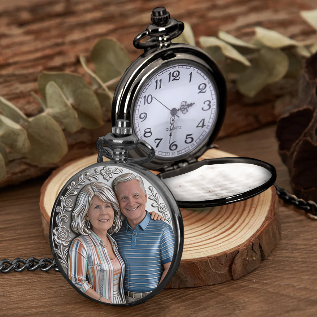 Je suis à toi. Ni retour ni remboursement. Montre de poche personnalisée pour couple.