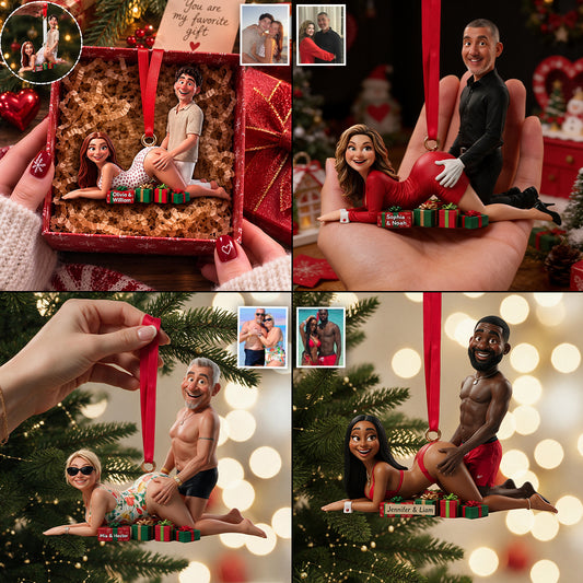 Couple Coquin Noël - Ornement 3D Premium Personnalisé