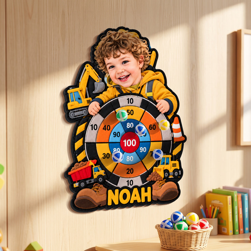 Kid Vehicle, Dinosaur, Unicorn Game - Personalized Kid Sticky Ball Dart Board Set