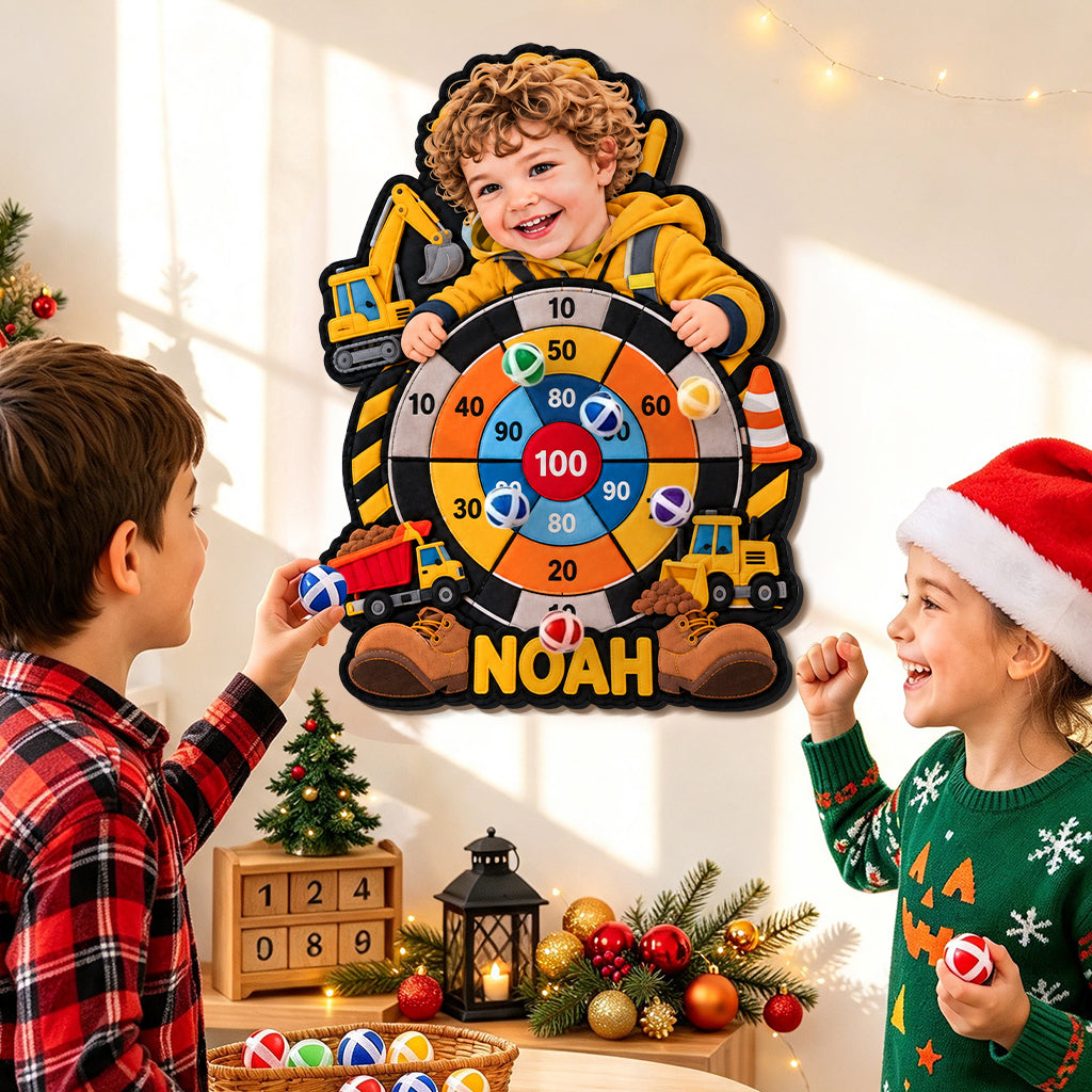 Kid Vehicle, Dinosaur, Unicorn Game - Personalized Kid Sticky Ball Dart Board Set