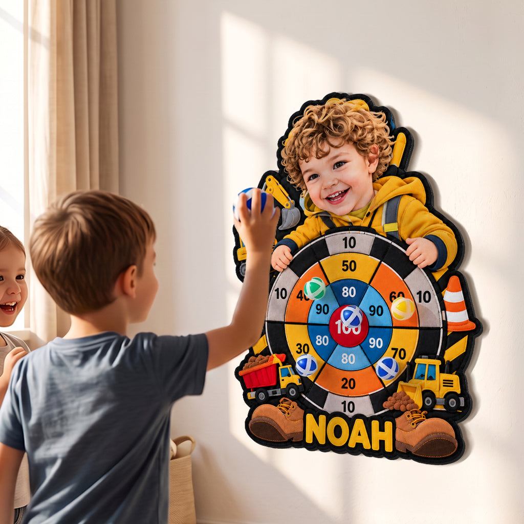 Kid Vehicle, Dinosaur, Unicorn Game - Personalized Kid Sticky Ball Dart Board Set
