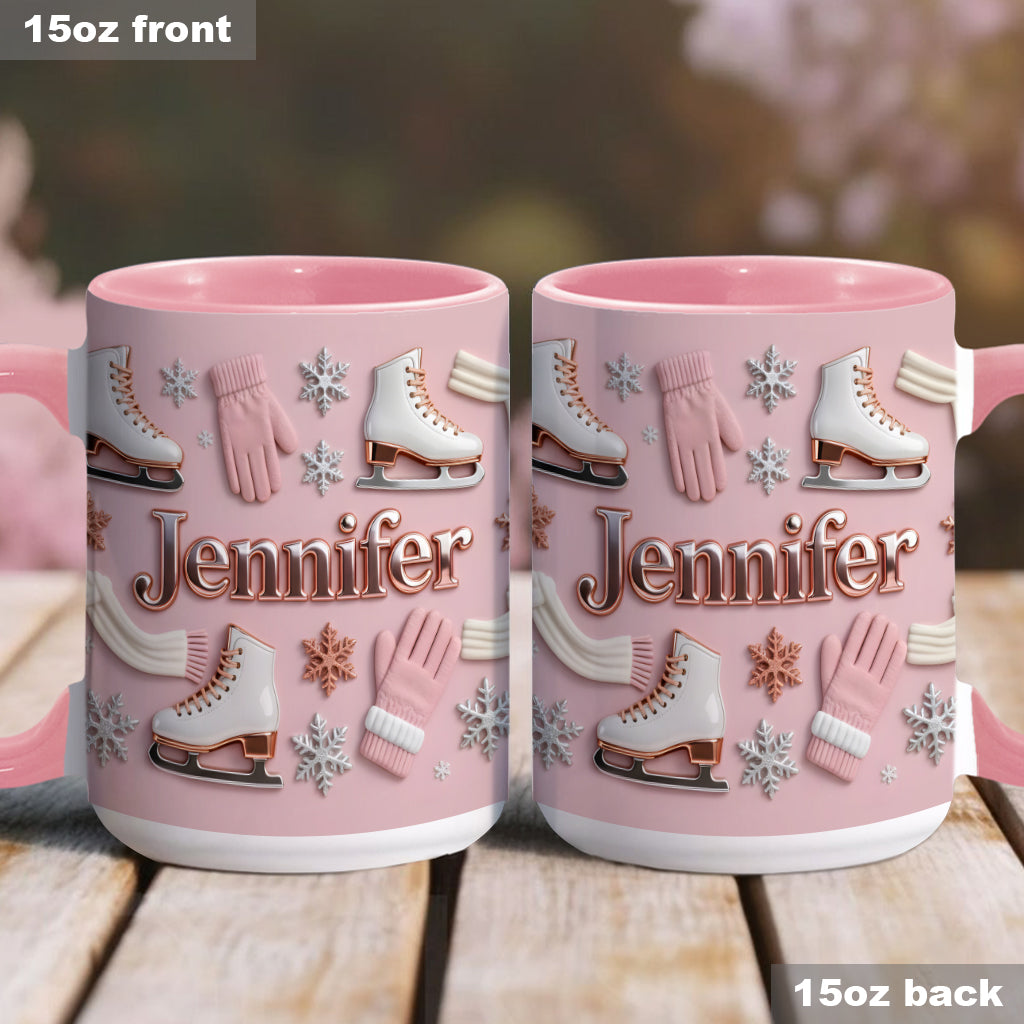 Ice Skating Makes Me Happy - Personalized Ice Skating Accent Mug & Coaster