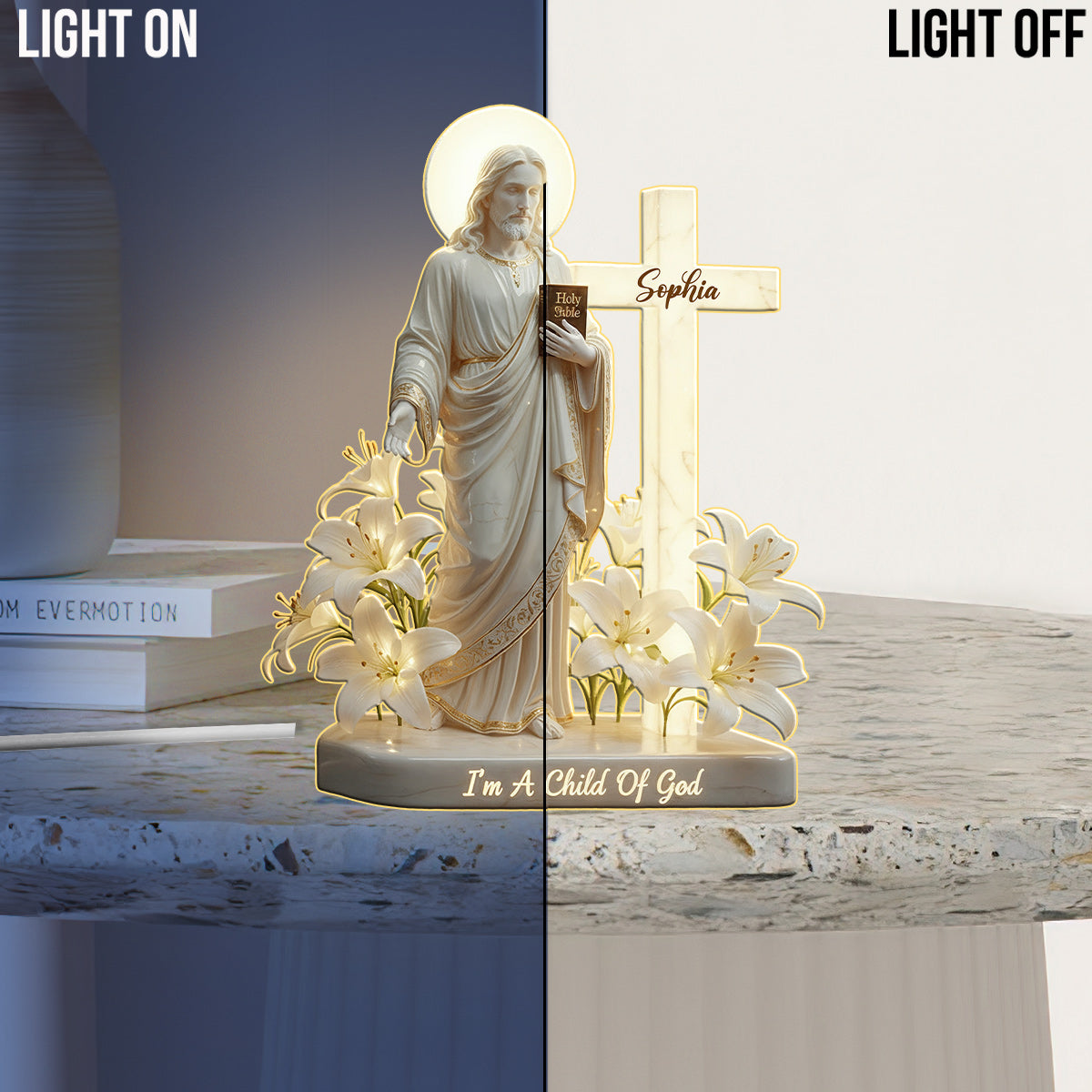 Je suis un enfant de Dieu - Veilleuse LED chrétienne personnalisée en acrylique