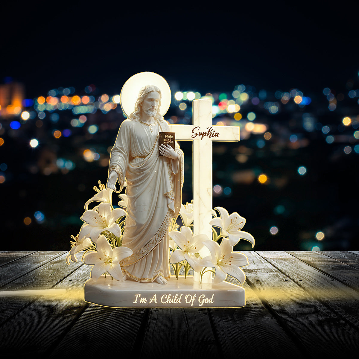 Je suis un enfant de Dieu - Veilleuse LED chrétienne personnalisée en acrylique