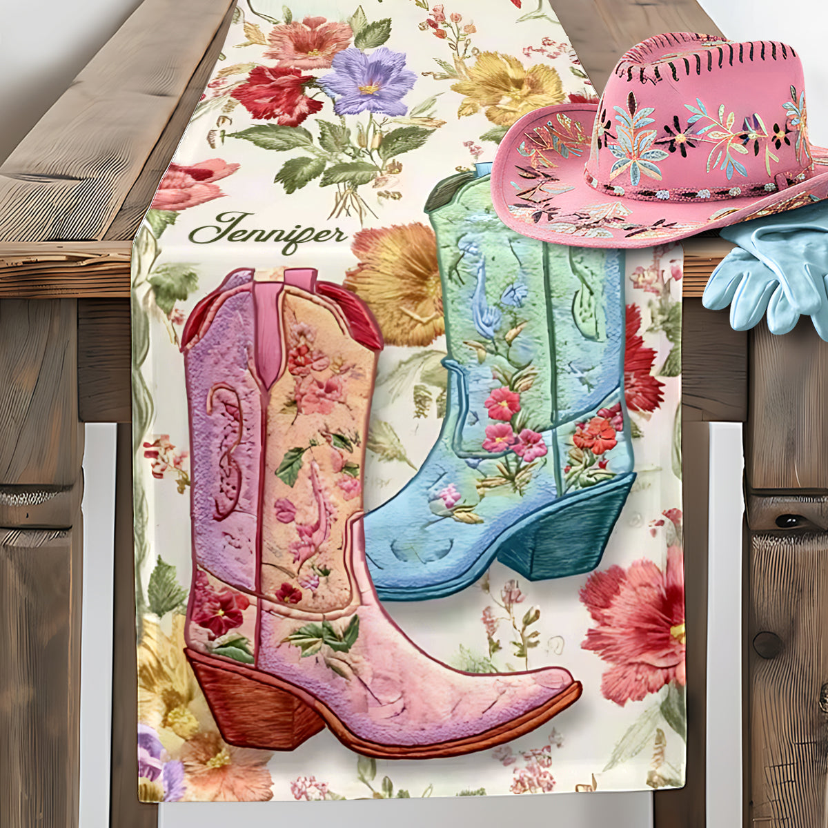 Esprit Cowgirl - Chemin de table personnalisé Cowgirl Spirit