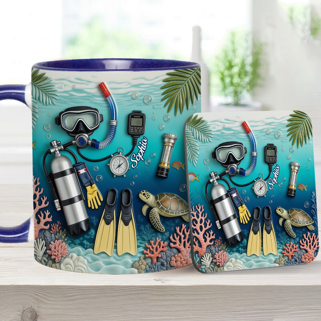 Amateurs de plongée sous-marine - Mug et sous-verre personnalisés sur le thème de la plongée