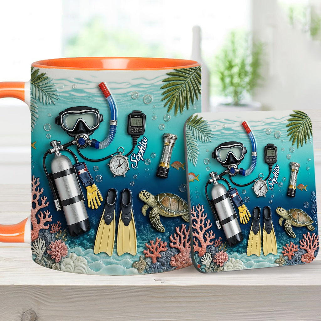 Amateurs de plongée sous-marine - Mug et sous-verre personnalisés sur le thème de la plongée