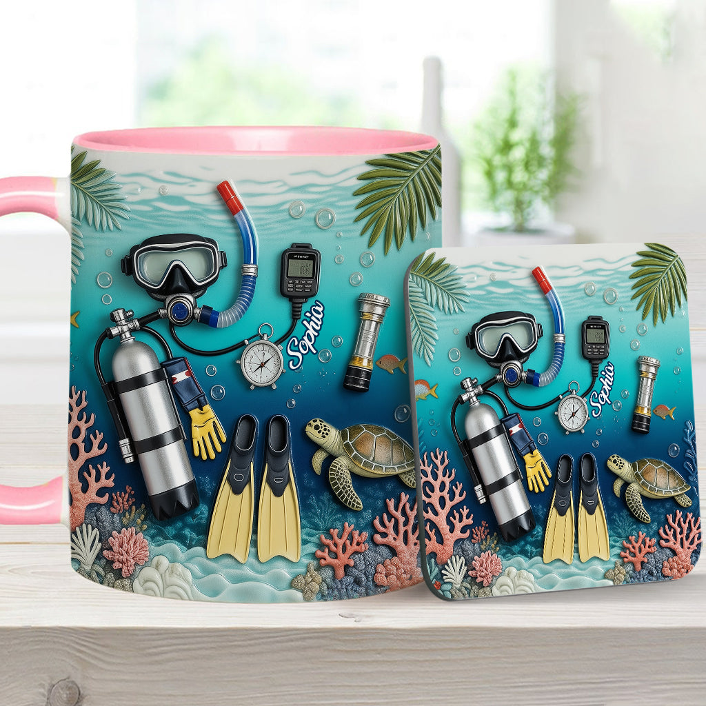 Amateurs de plongée sous-marine - Mug et sous-verre personnalisés sur le thème de la plongée