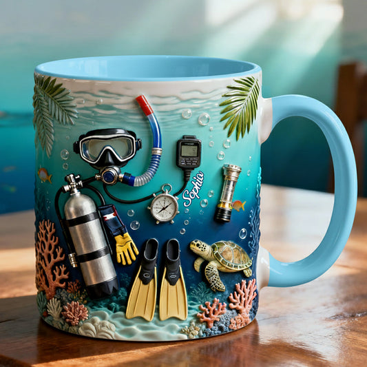 Amateurs de plongée sous-marine - Mug et sous-verre personnalisés sur le thème de la plongée