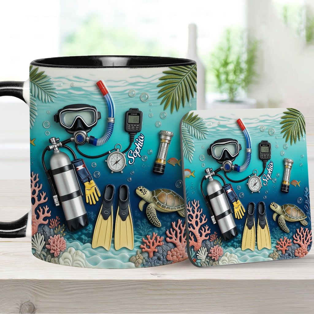 Amateurs de plongée sous-marine - Mug et sous-verre personnalisés sur le thème de la plongée
