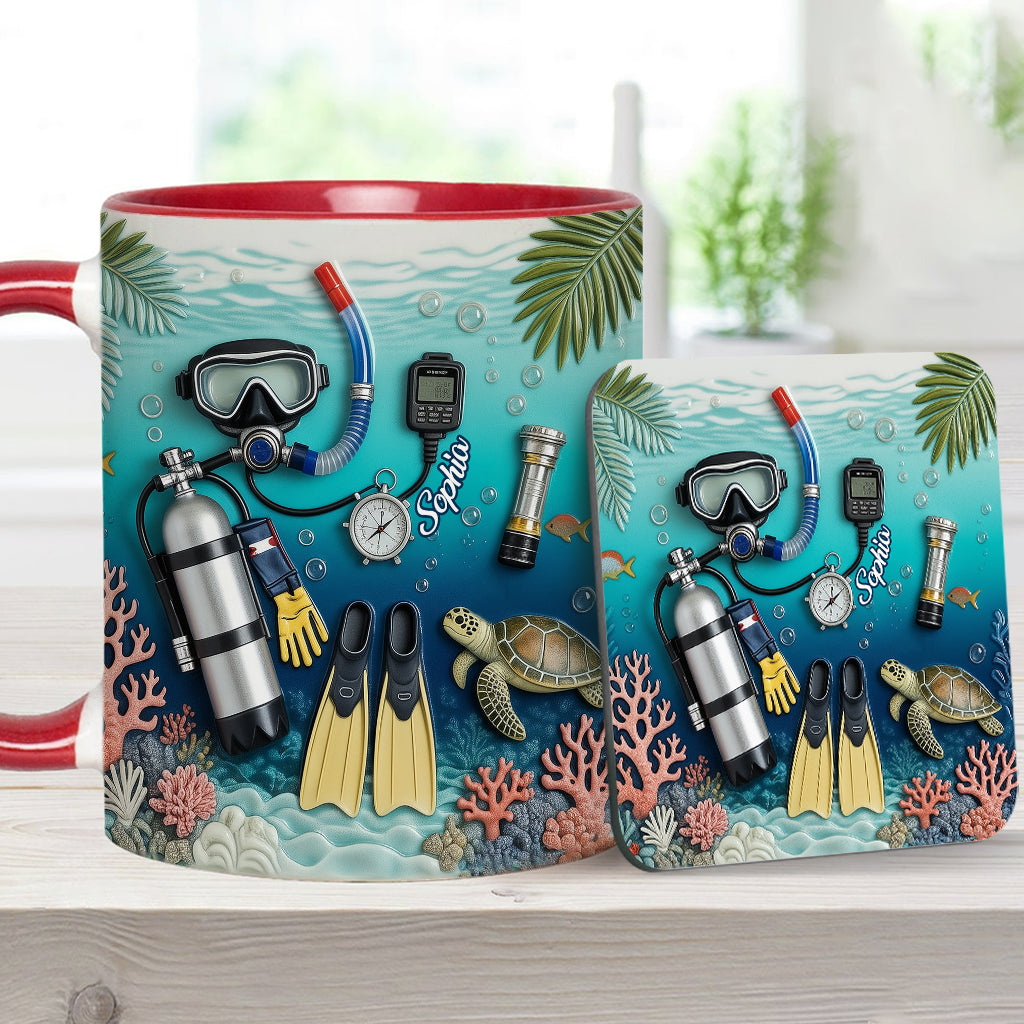 Amateurs de plongée sous-marine - Mug et sous-verre personnalisés sur le thème de la plongée