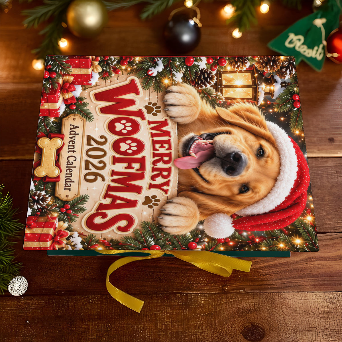 Merry Woofmas 24-Day Gift Box - Personalized Dog Advent Calendar Necklace Set