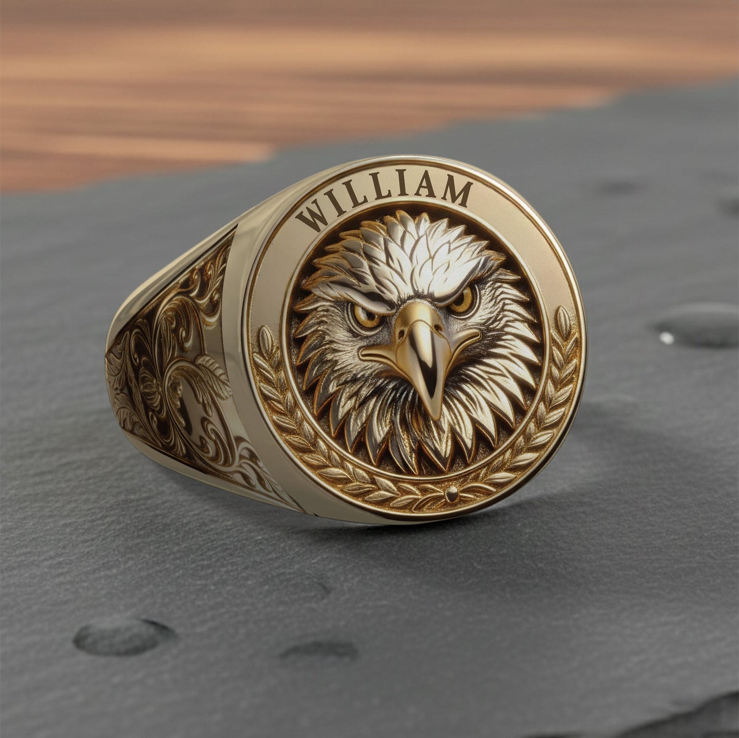 Bague chevalière personnalisée Aigle à tête blanche américaine