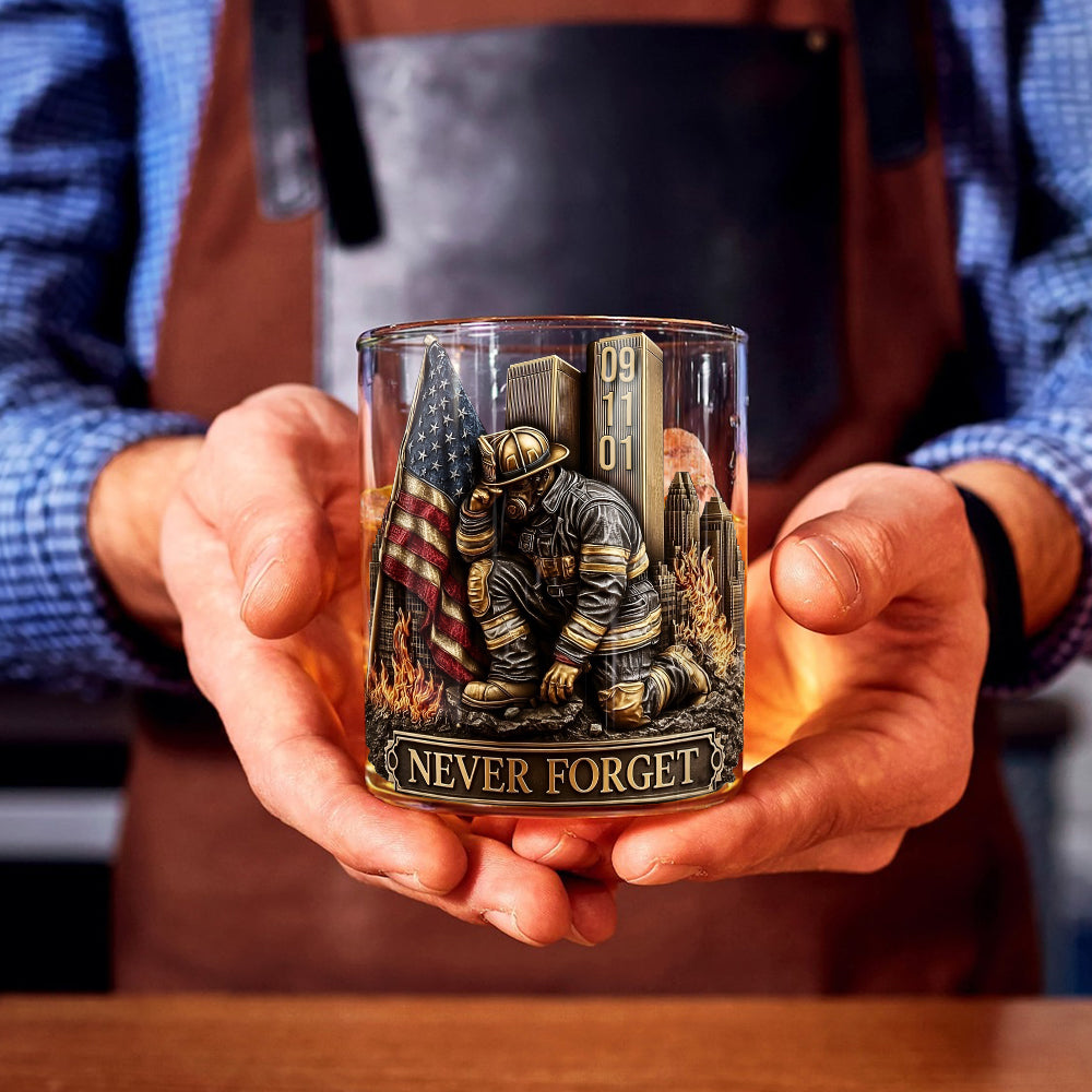We Will Never Forget 09/11 - Firefighter Whiskey Glass