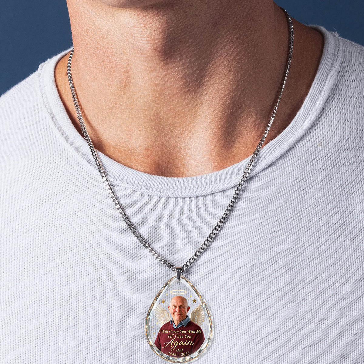 Je te porterai avec moi jusqu'à ce que je te revoie - Collier en acrylique personnalisé en forme de pendentif