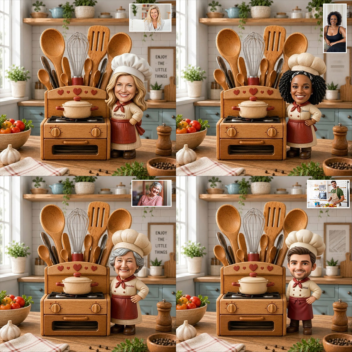 Cooking Lovers Gift Idea - Personalized Cooking Wooden Desk Organizer