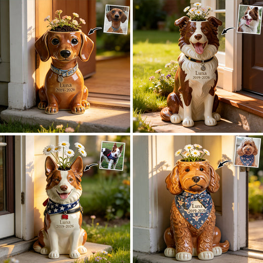 Pet Memorial Planter - Personalized Dog Acrylic Pot