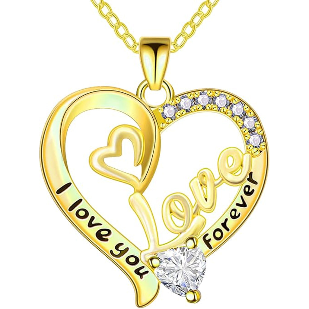 Collier « Je t'aime maman » avec pendentif cœur et strass, livré dans un coffret cadeau pour maman