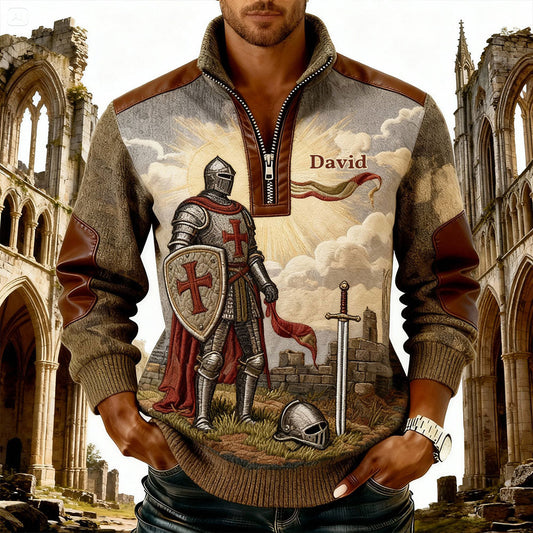 Chevalier de Dieu - Sweat-shirt zippé chrétien personnalisé pour homme